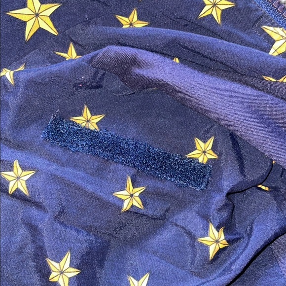 Vintage 90’s Liz Sport Star Pattern Navy Blue Cropped Jacket Size Small - Picture 10 of 14